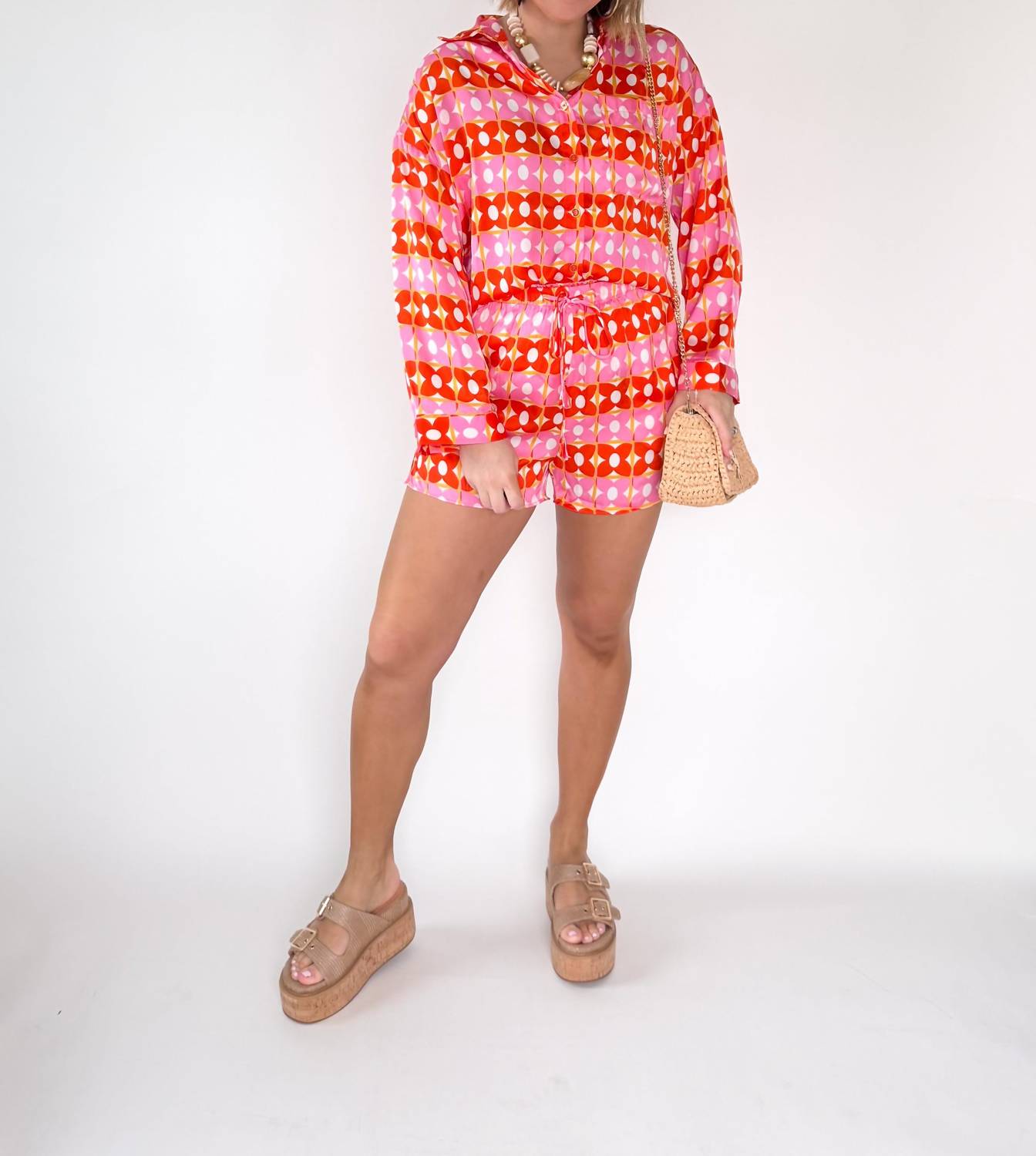 Karlie Retro Floral Short in pink orange - women's shorts