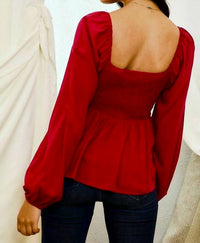 Main Strip - Crochet Front Smocked Back Peplum Top