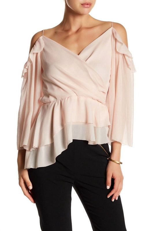 Rachel Zoe - Silk Ruffle Blush Off Shoulder Top