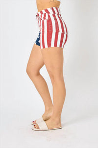 Judy Blue - High Waist American Flag Fray Hem Shorts