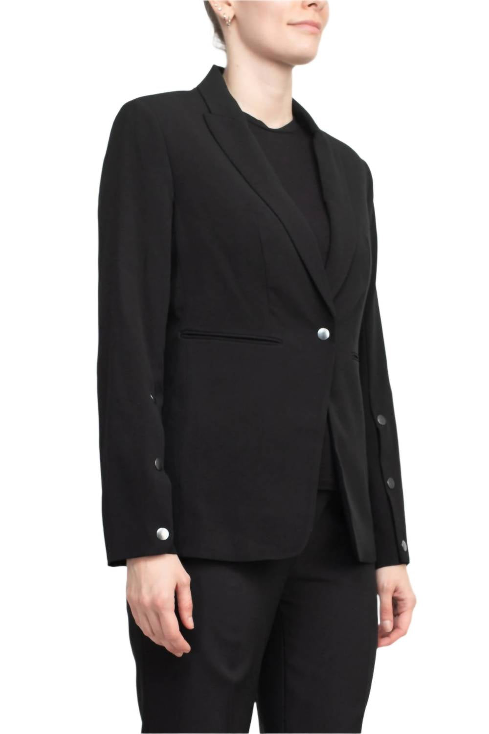 T Tahari - Notched Collar Long Sleeve One Button Blazer