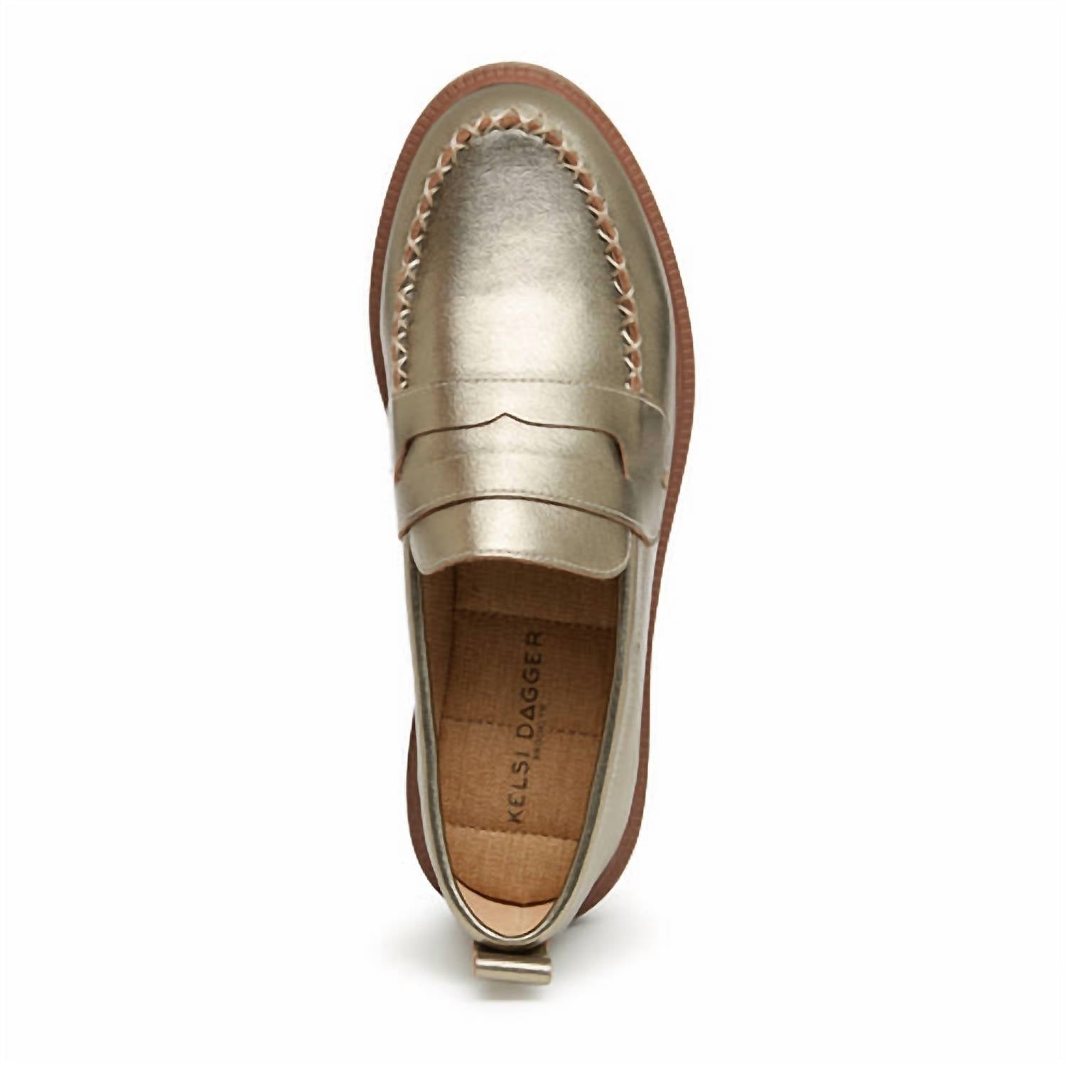 KELSI DAGGER Women's Lens Metallic Loafers in warm steel - women's flats - view 4