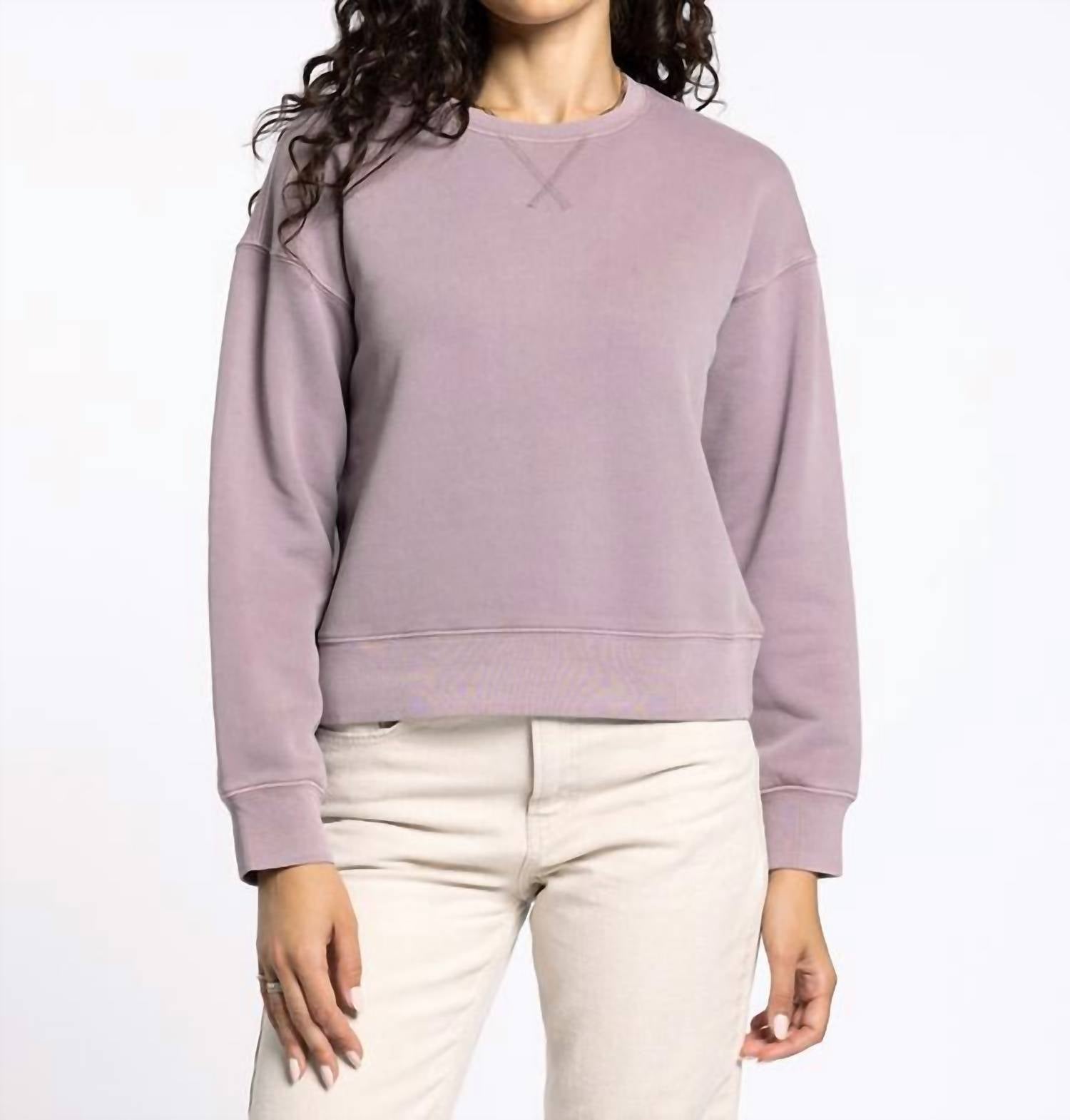 Thread & Supply Serenity Fleece Crew Neck Sweatshirt in dusty lavender - women's top