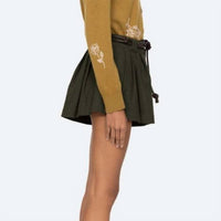 SEA Shai Belted Shorts in army green - women's shorts - detail view