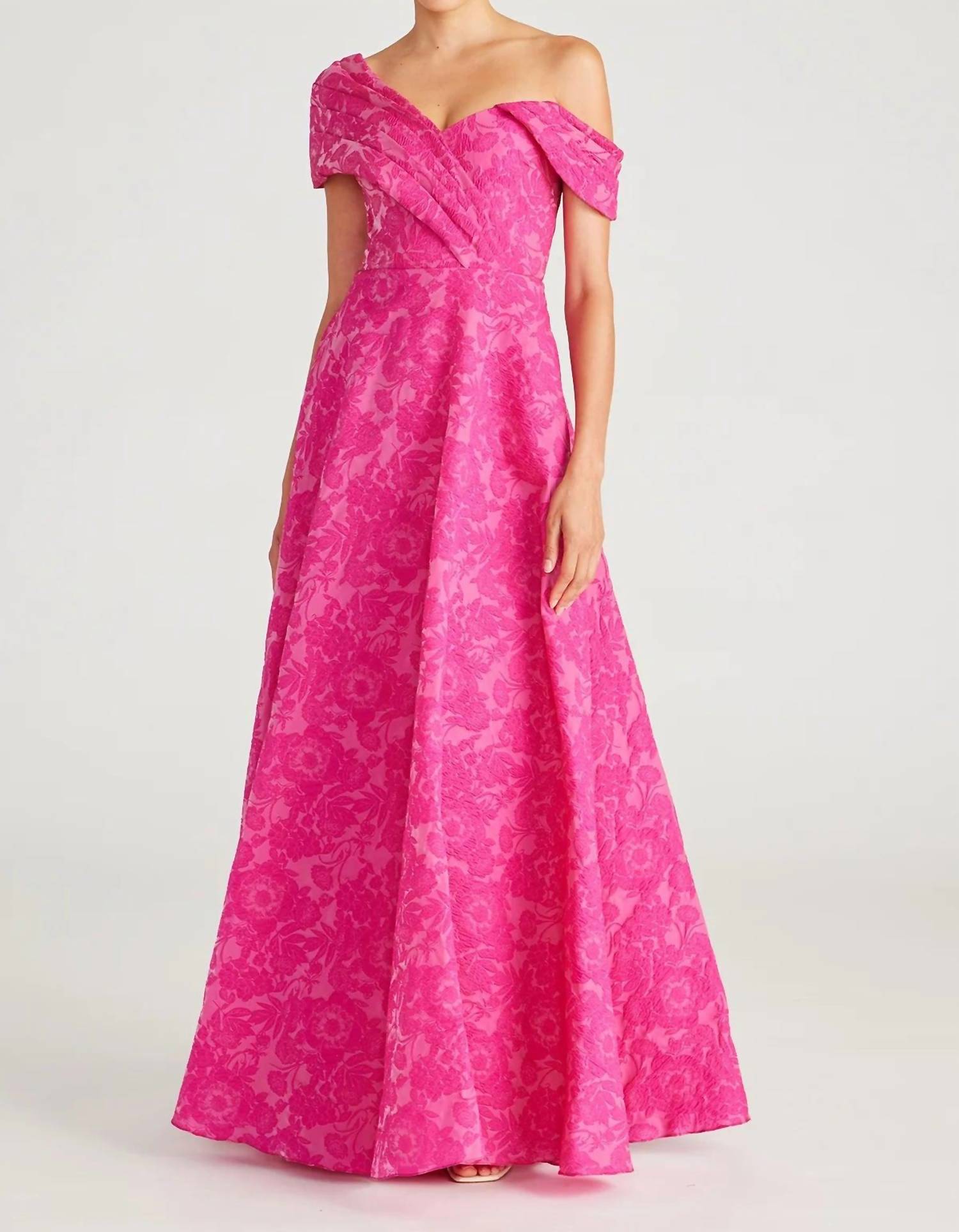 THEIA Marlene Cloud Jacquard Evening Gown in passionfruit - women's dress