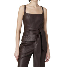 Toccin - Women's Linda Vegan Leather Tie Front Corset