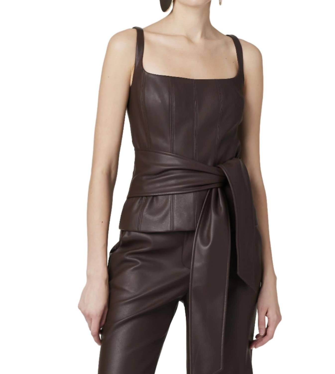 Toccin - Women's Linda Vegan Leather Tie Front Corset
