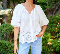 Karen Kane - Puff Sleeve Embroidered Top