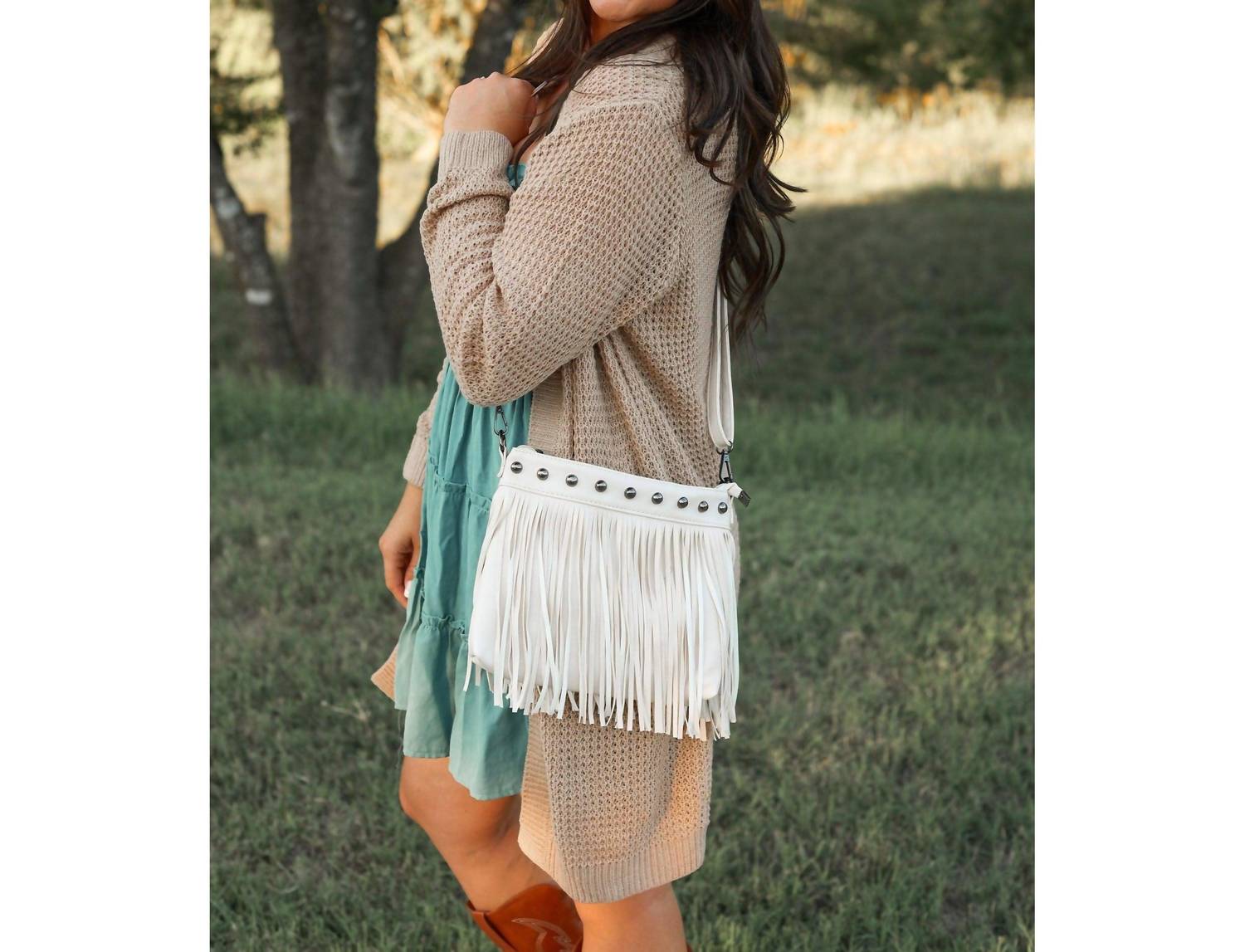Julia Rose Women's Nora Fringe Bags in cream - women's bag - view 8