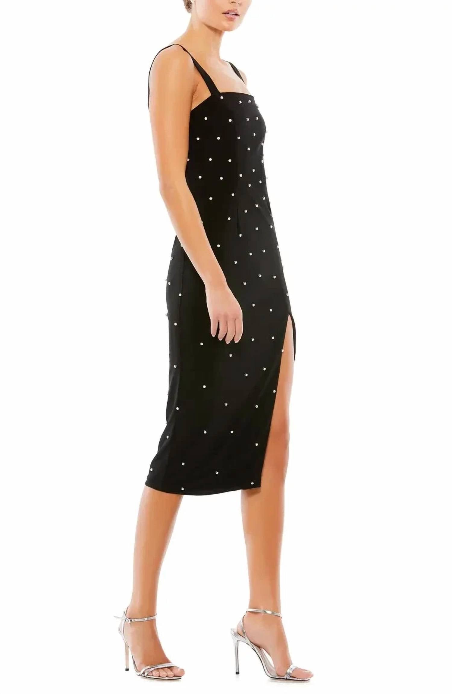 Ieena For Mac Duggal - Rhinestone Encrusted Square Neck Dress