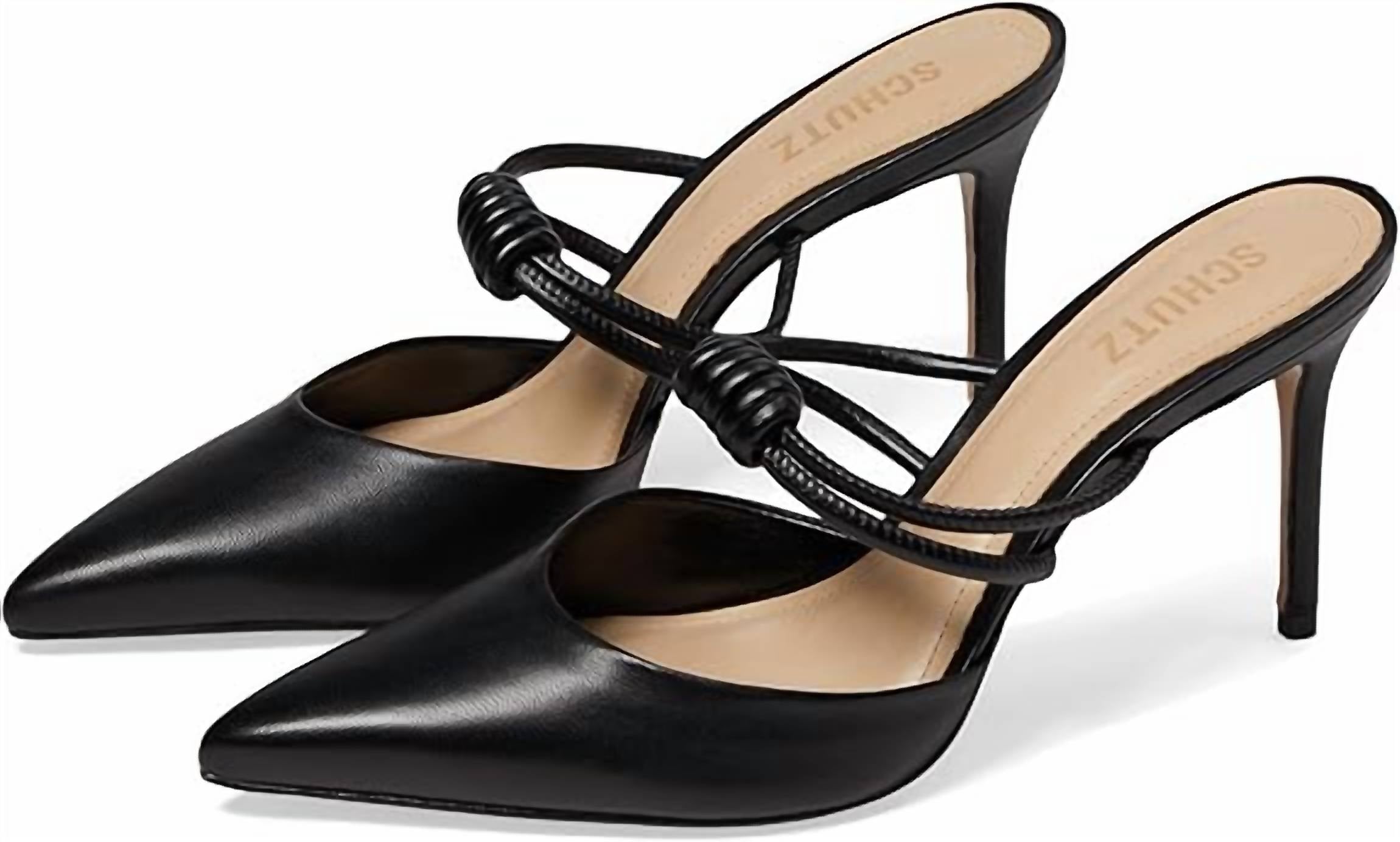 SCHUTZ Women's Lela Heel Mule in black - women's heels - detail view
