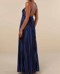 Lulus - Charm Satin Pleated Maxi Dress