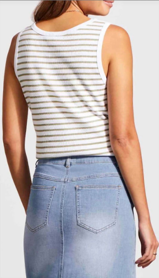 Tribal - Henley Tank with Buttons-Cactus Stripe