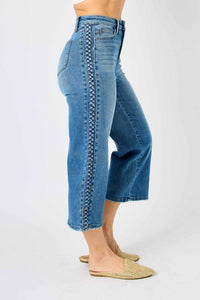 Judy Blue - Braid Ss Detail Crop Wide Jeans