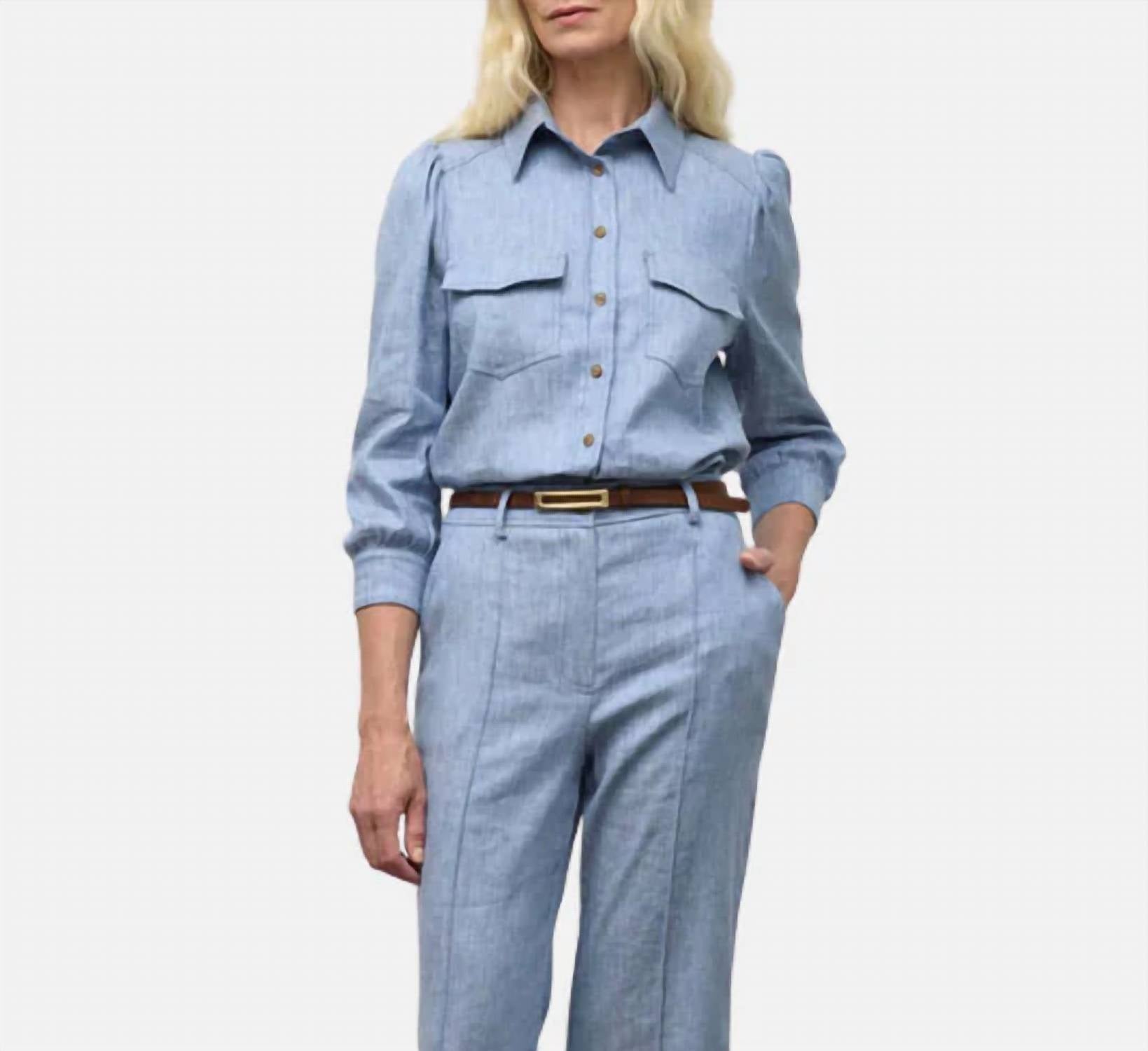 Iris - Three Quarter Sleeve Button-up Shirt