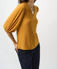 Joseph Ribkoff - V-neck 3/4 Puffed Sleeve Top