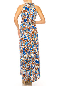 Maggy London - Floral Halter Keyhole Maxi Dress