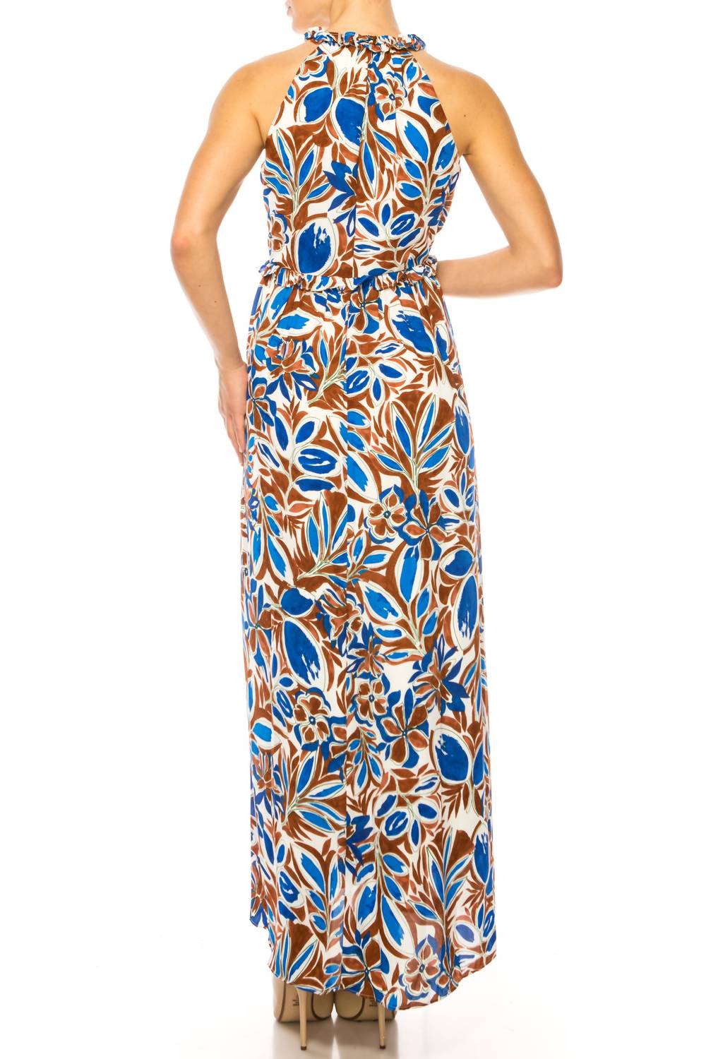 Maggy London - Floral Halter Keyhole Maxi Dress