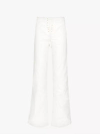 Paige Leenah Lace Up Fly Flared Jeans in ecru - women's jeans - detail view