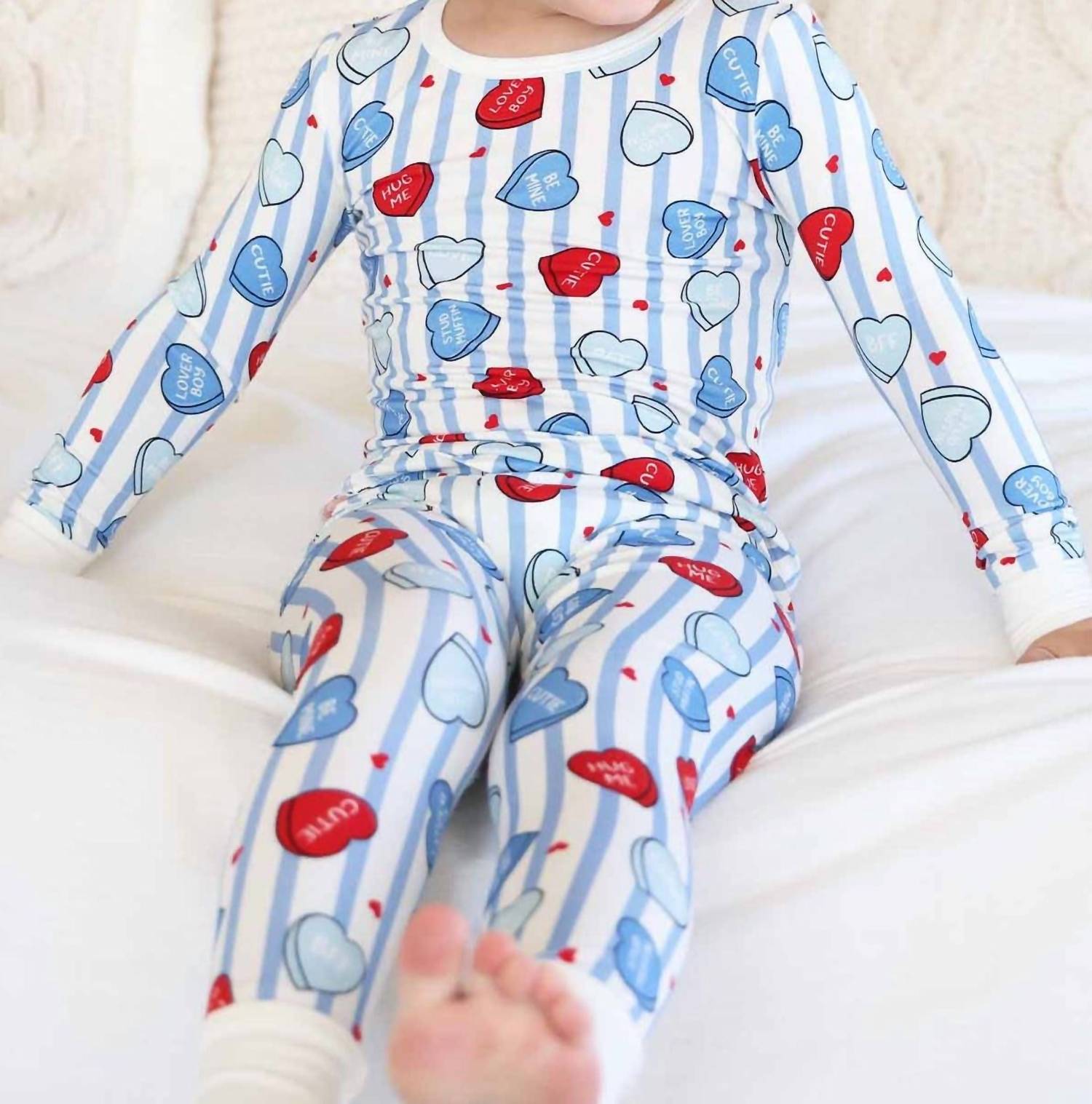 Caden Lane Sweet Like Candy Two Piece Pajama Set in blue - kids' sleepwear