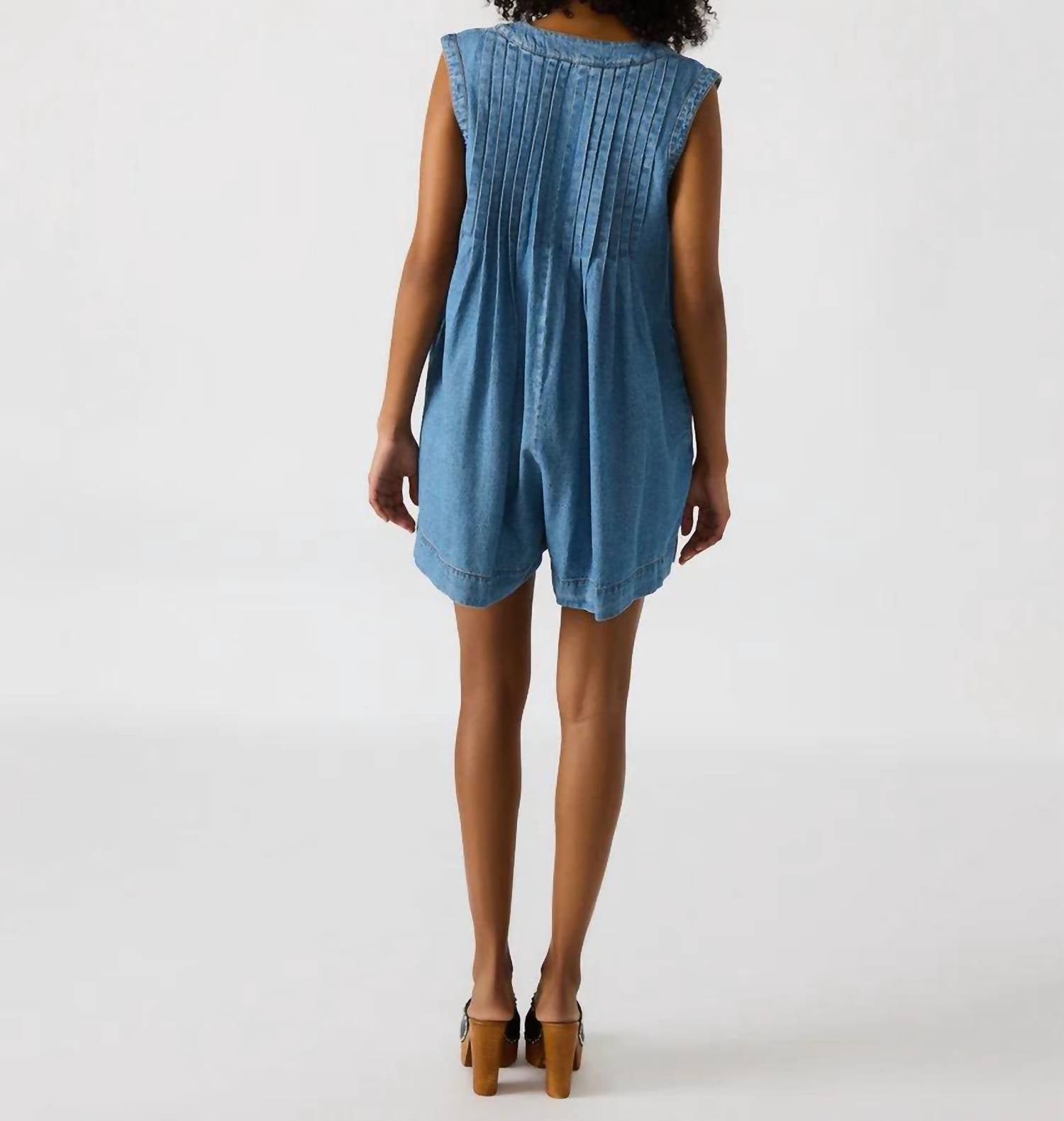 STEVE MADDEN Mick Denim Romper in blue - women's pants - detail view
