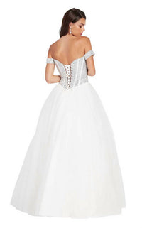 ALYCE PARIS Off The Shoulder Boned Bodice Ball Gown in diamond white - women's dress - alternate view
