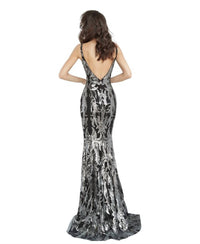 Jovani - Plunging Neckline Fitted Dress