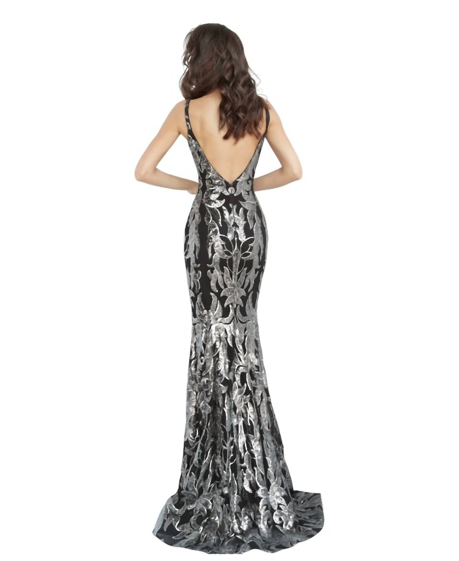 Jovani - Plunging Neckline Fitted Dress