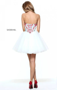 Sherri Hill - Strapless Corset Denim Beaded Bodice Dress With Tulle A-line Skirt