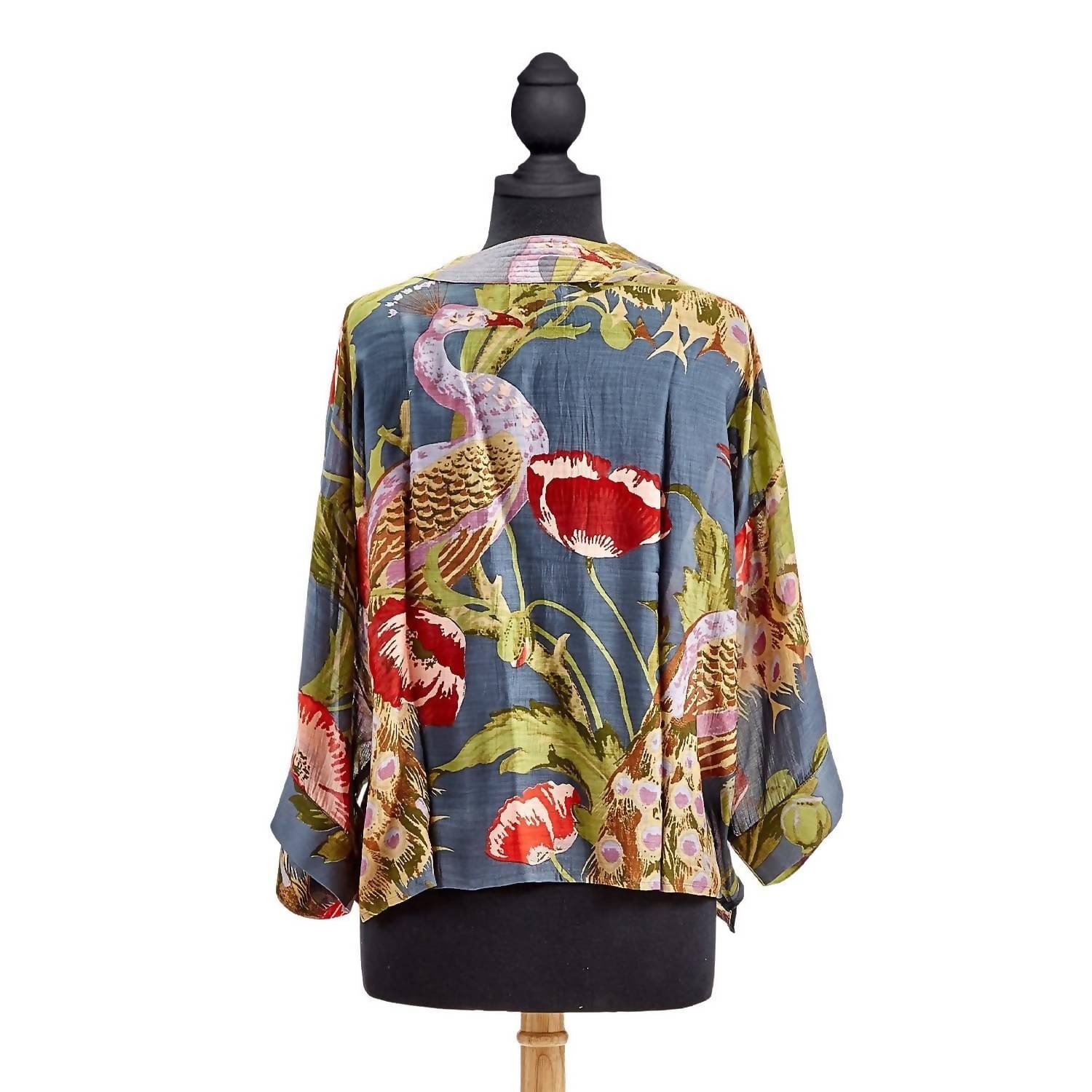 Two'S Company - Poppies & Peacocks Short Kimono