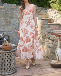 Moon River - Seashell Motif Lace Trim Sleeveless Midi Dress