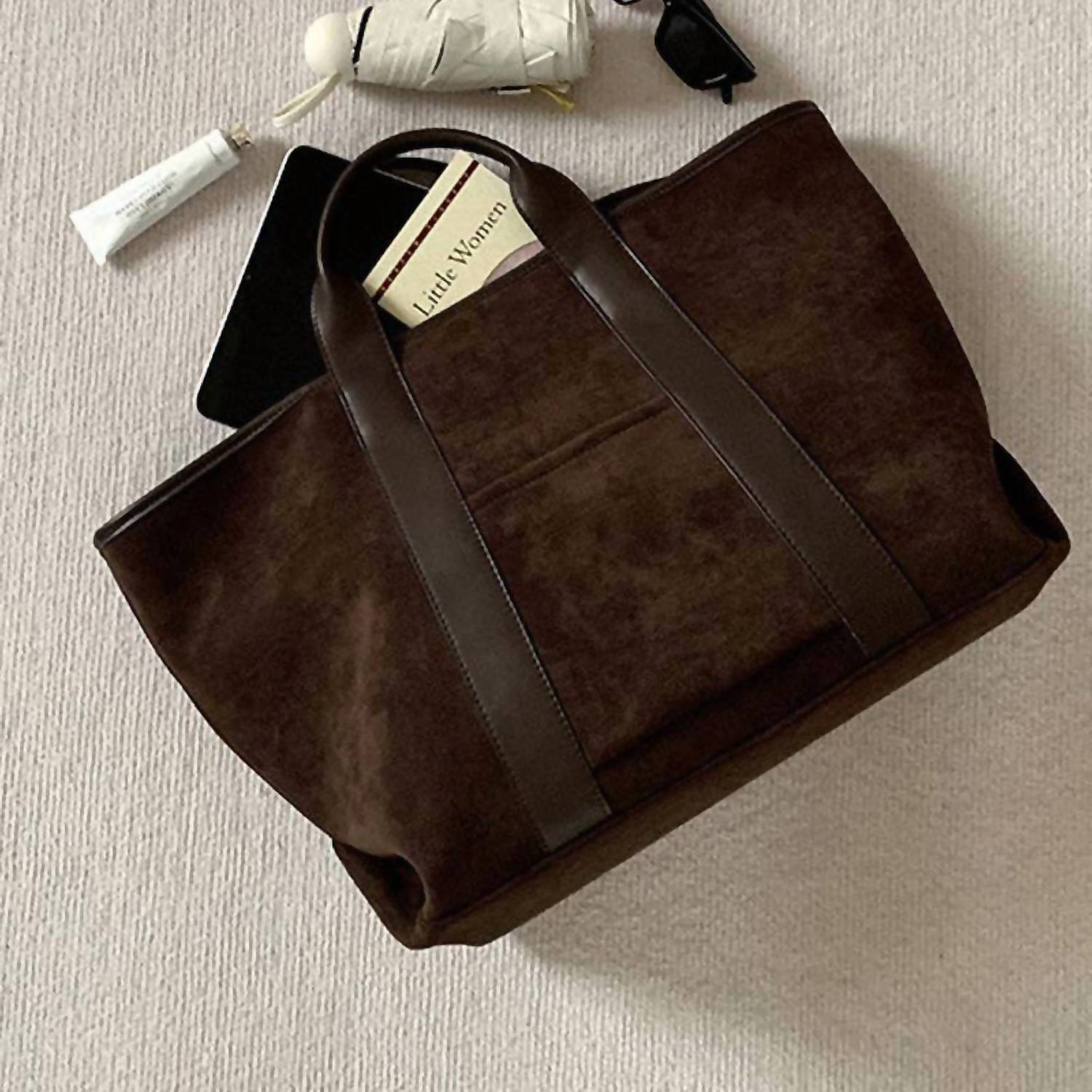 Dipped Shop Women's Slouchy Tote Large Bag in coffee - women's bag - detail view