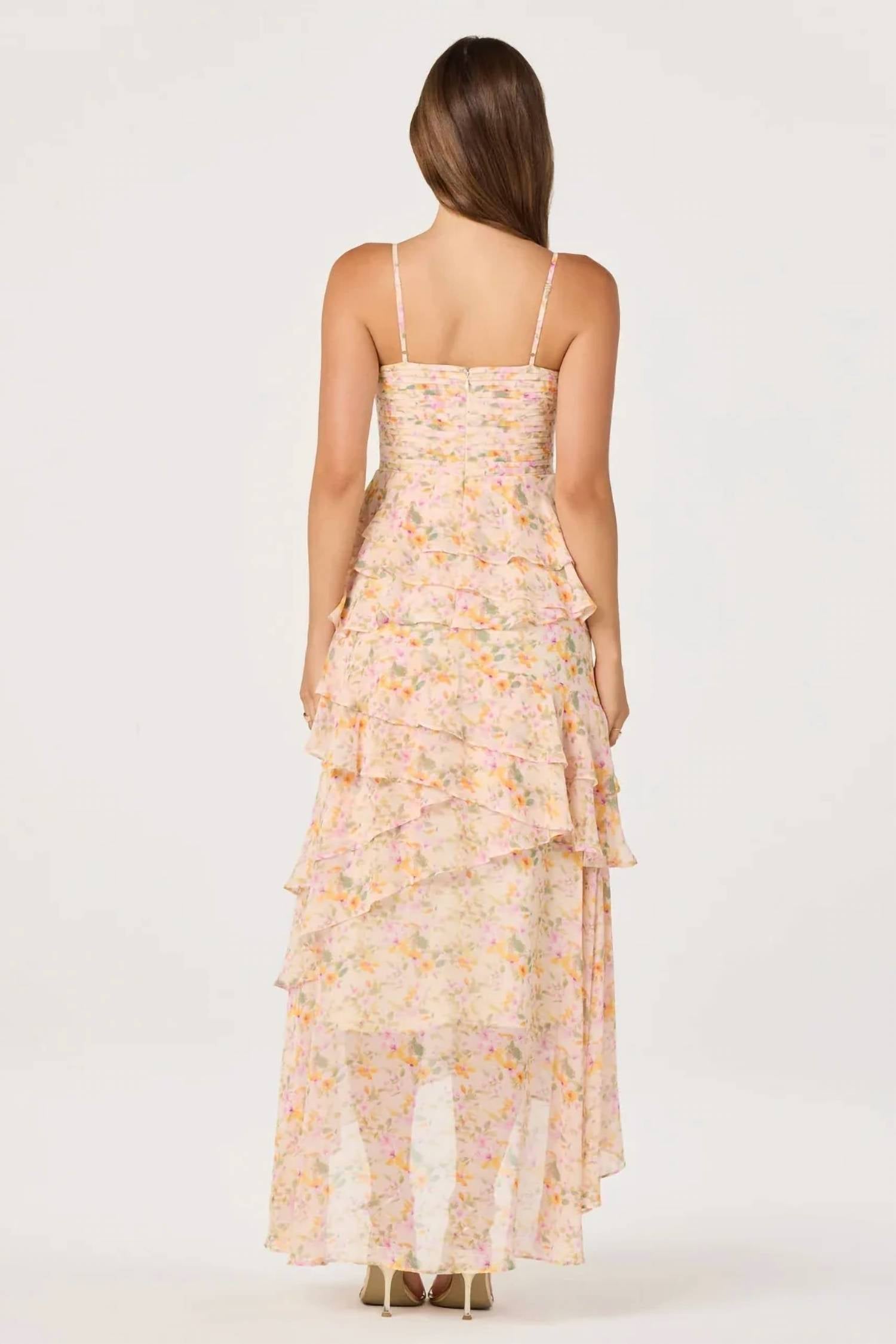 Astr - Coline Ruffle Chiffon Maxi Dress
