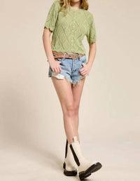 Mimosa - Baby Short Sleeve Pointell Knit Cardigan