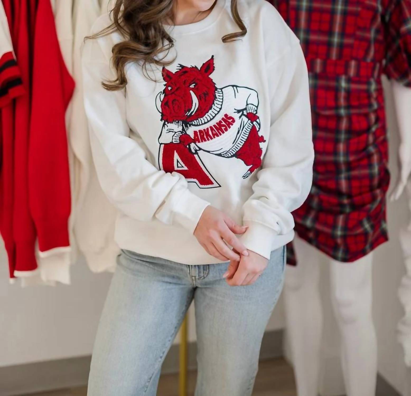 Gameday Social - Women's Arkansas Mascot Comfort Crew Sweatshirt