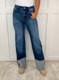Risen - April Distressed High-rise Wide Leg Jeans