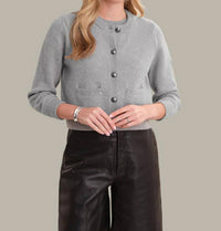 525 America - Lorena Crewneck Textured Sweater Jacket