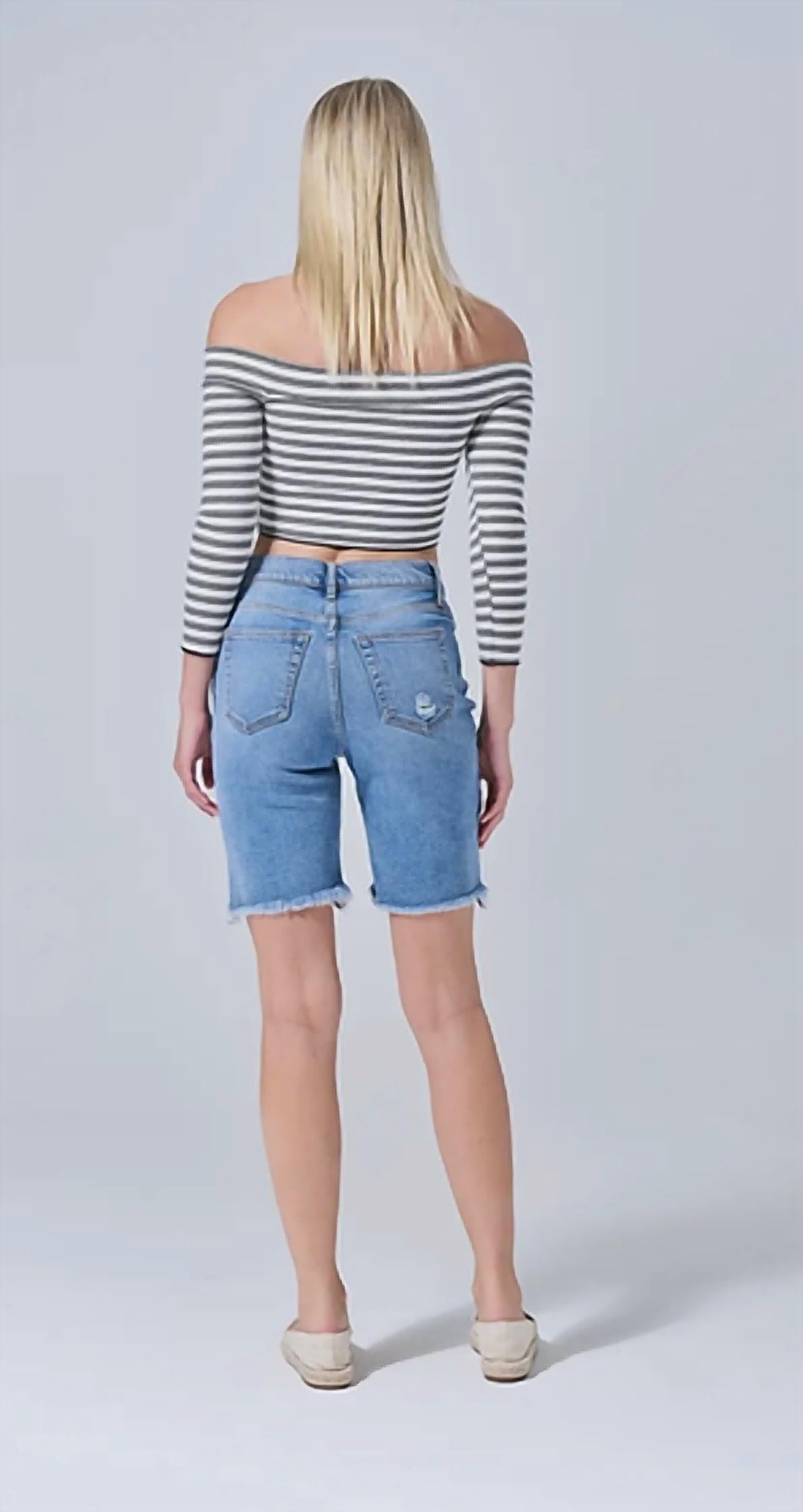 Sneak Peek - Bermuda Shorts With Slight Hip Distressing