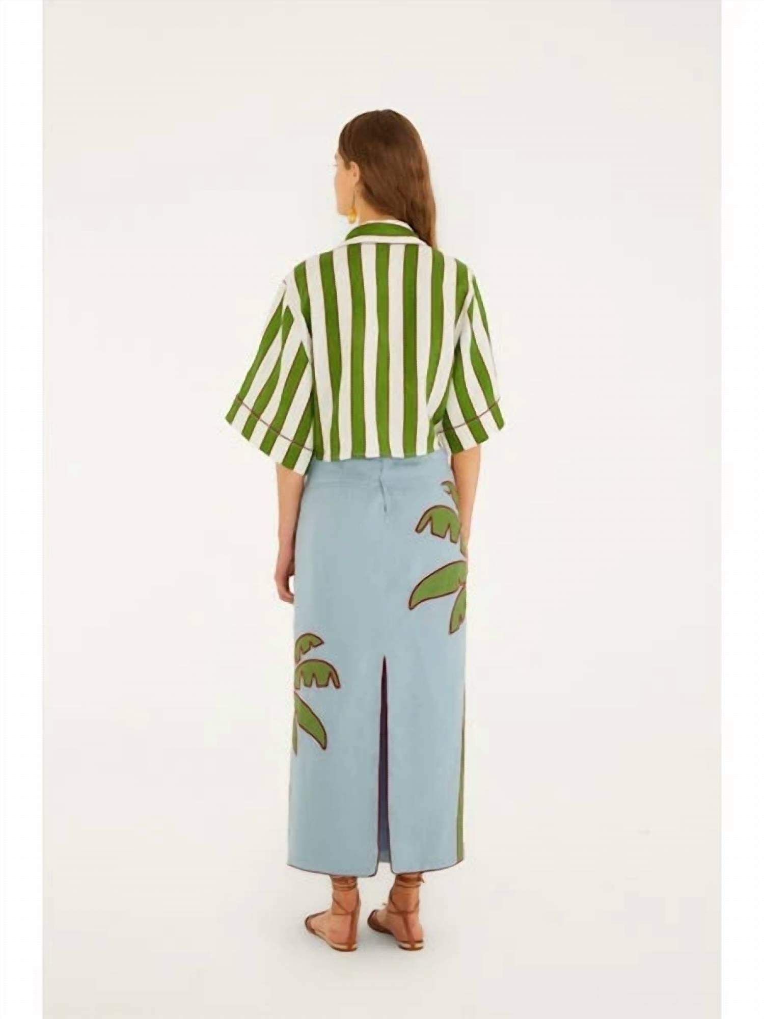 Farm Rio - Embroidered Palm Tree Maxi Skirt
