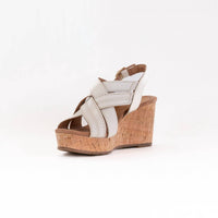 Clarks Women's Sabina Sling Cork-wrapped Wedge in creme leather - women's sandal - view 5