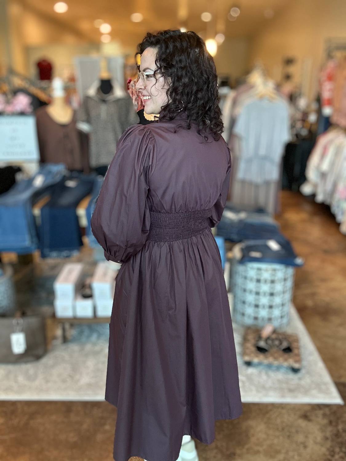 Entro - Quarter Sleeve Front Zip Midi Dress