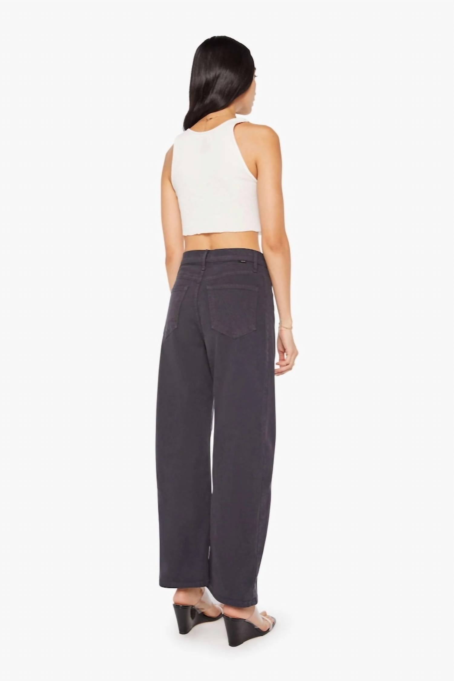 Mother Smooth Half Pipe Flood Jeans in faded black - women's pants - detail view