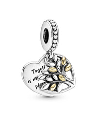 Pandora - Women's Two-tone Heart Family Tree Charm
