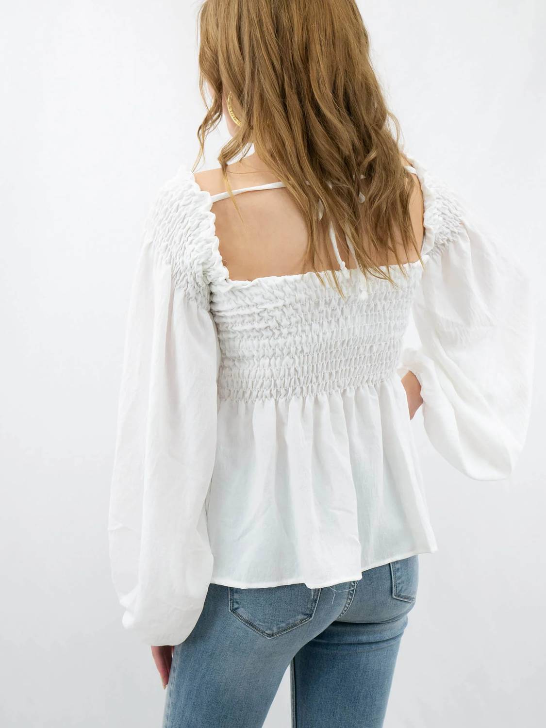 Bibi - Long Sleeve Smocked Top