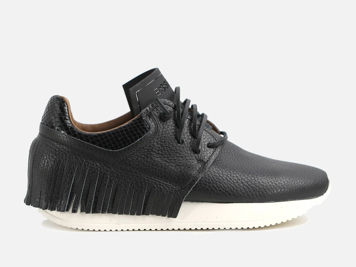 ESSEutESSE Women's Fringe Leather Sneaker in black - women's sneaker