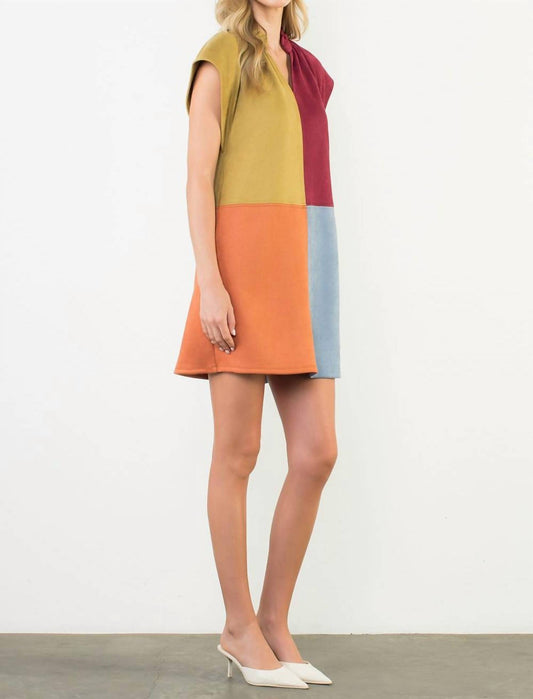 Thml - Suede Feel Colorblock Mini Dress