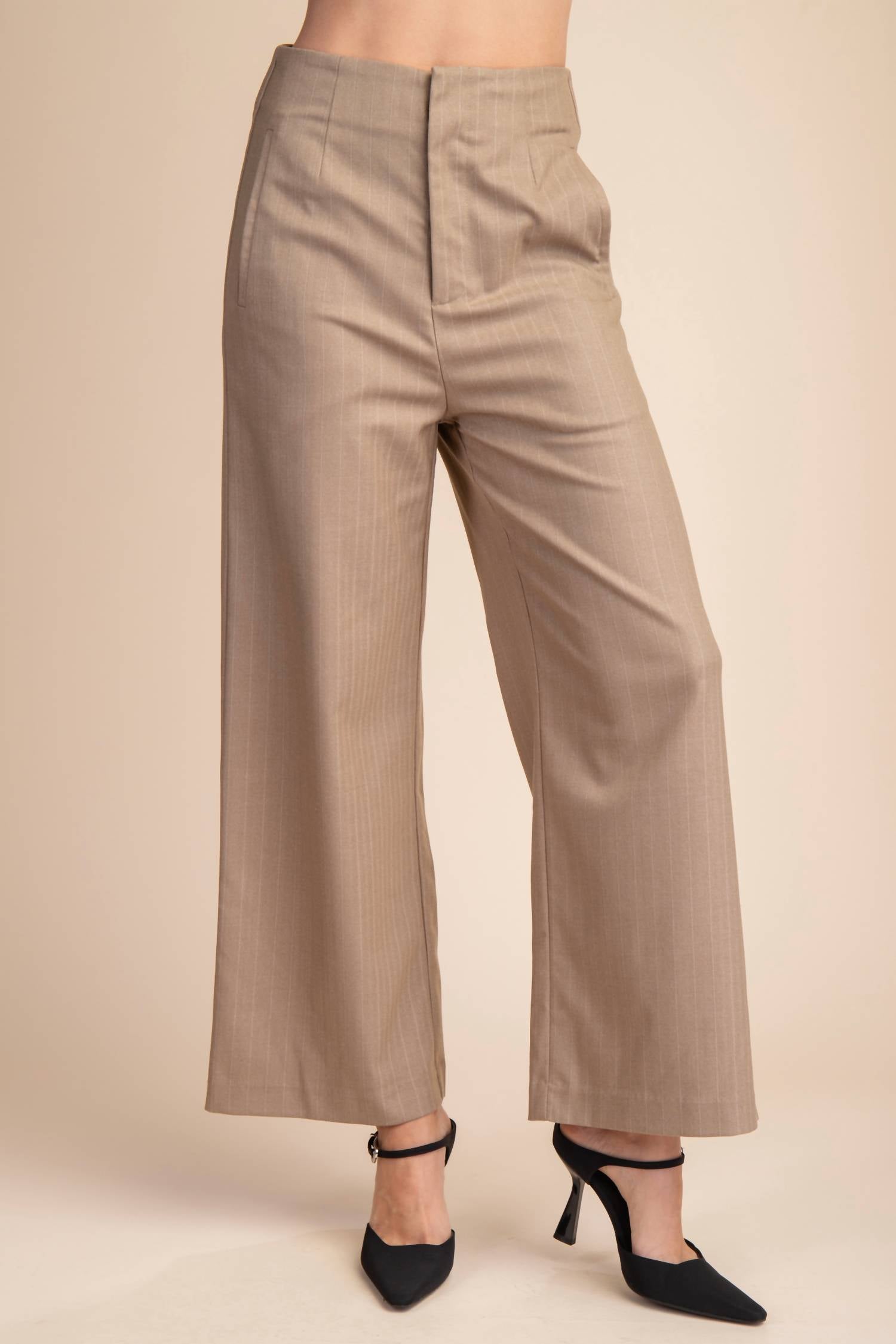 Glam - High Waist Side Pocket Stripe Pants