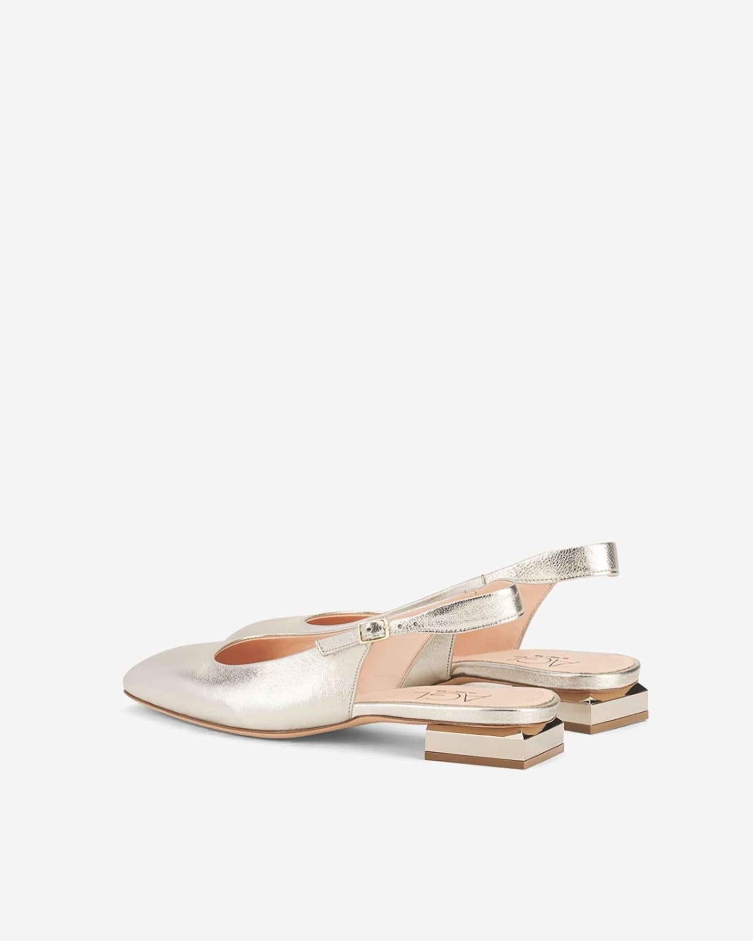 AGL Women's Sandy Metallic Block Flat in gold - women's flats - detail view