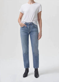 AGOLDE Riley High Rise Straight Leg Jeans in quiver - women's pants