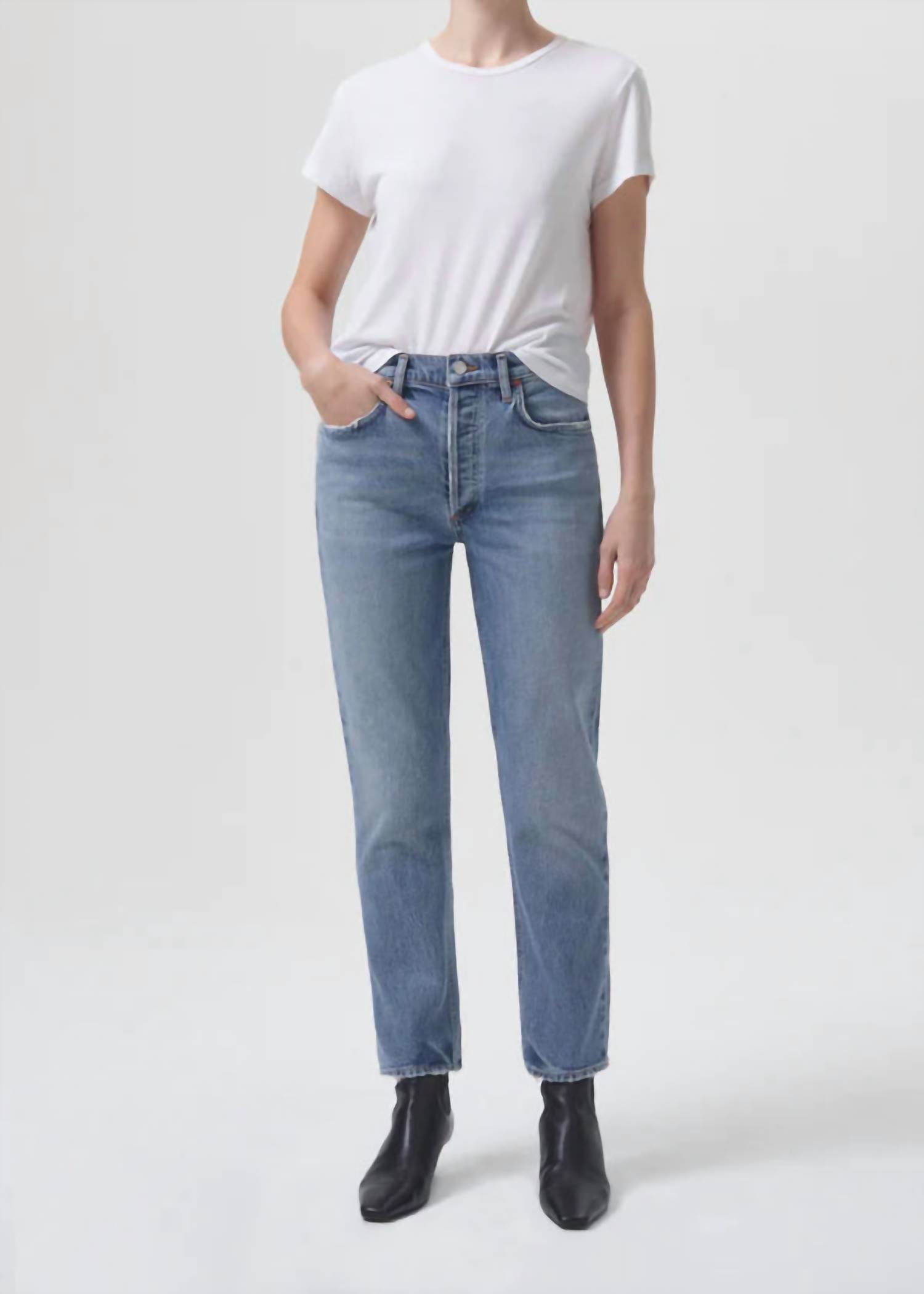 AGOLDE Riley High Rise Straight Leg Jeans in quiver - women's pants